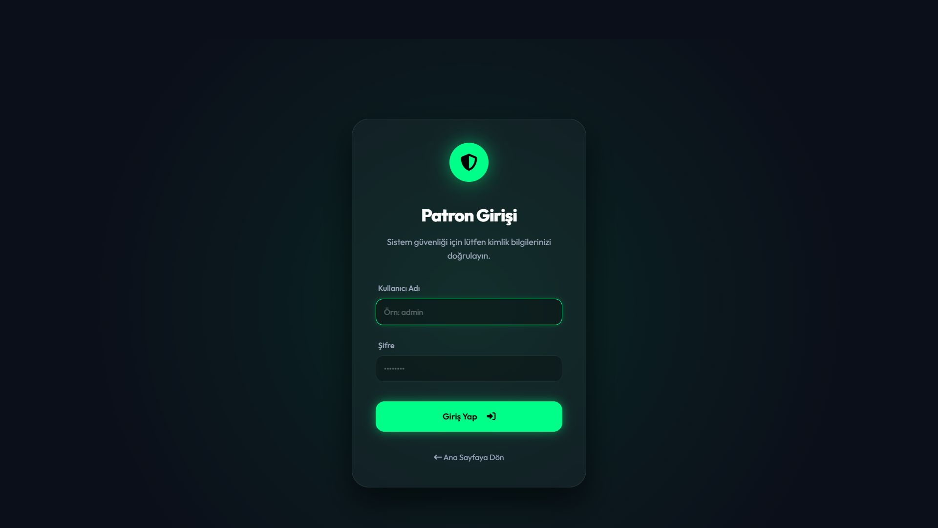 Login Ekranı